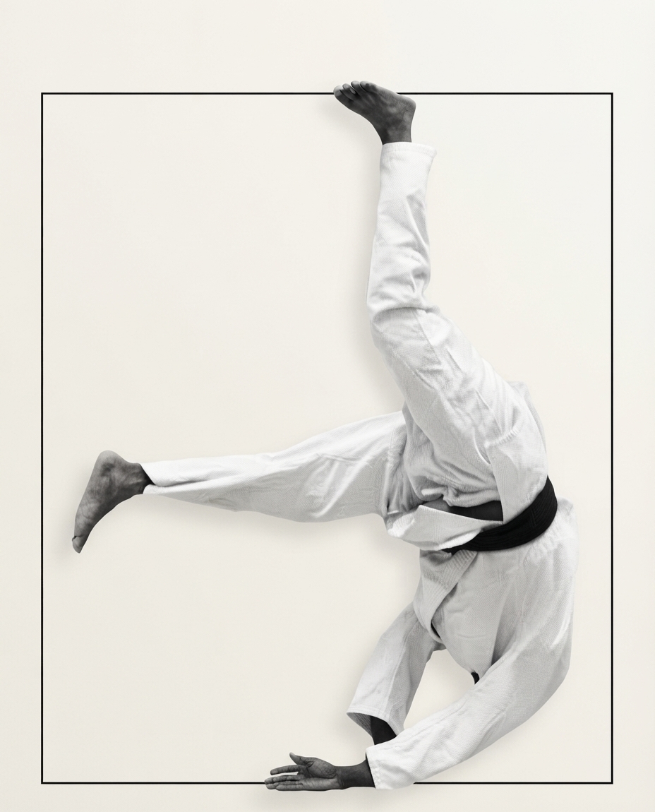 Joel Wawina mid-throw on the judo mat